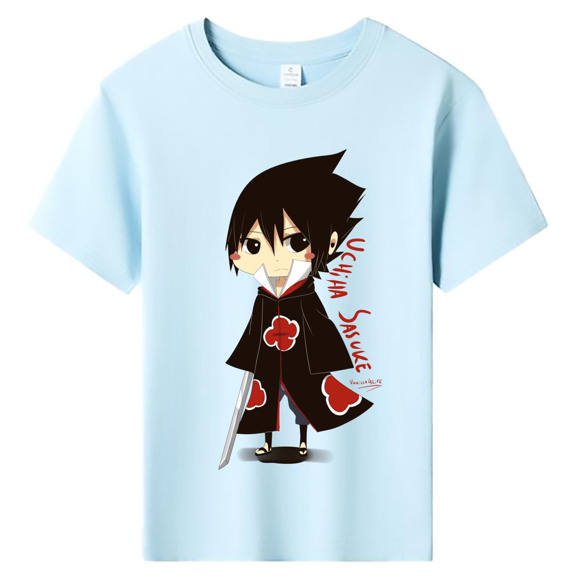 （画像用） NARUTO -ナルト- うちは サスケ Uchiha Sasuke 綿100％キッズTシャツ（フロントプリント）